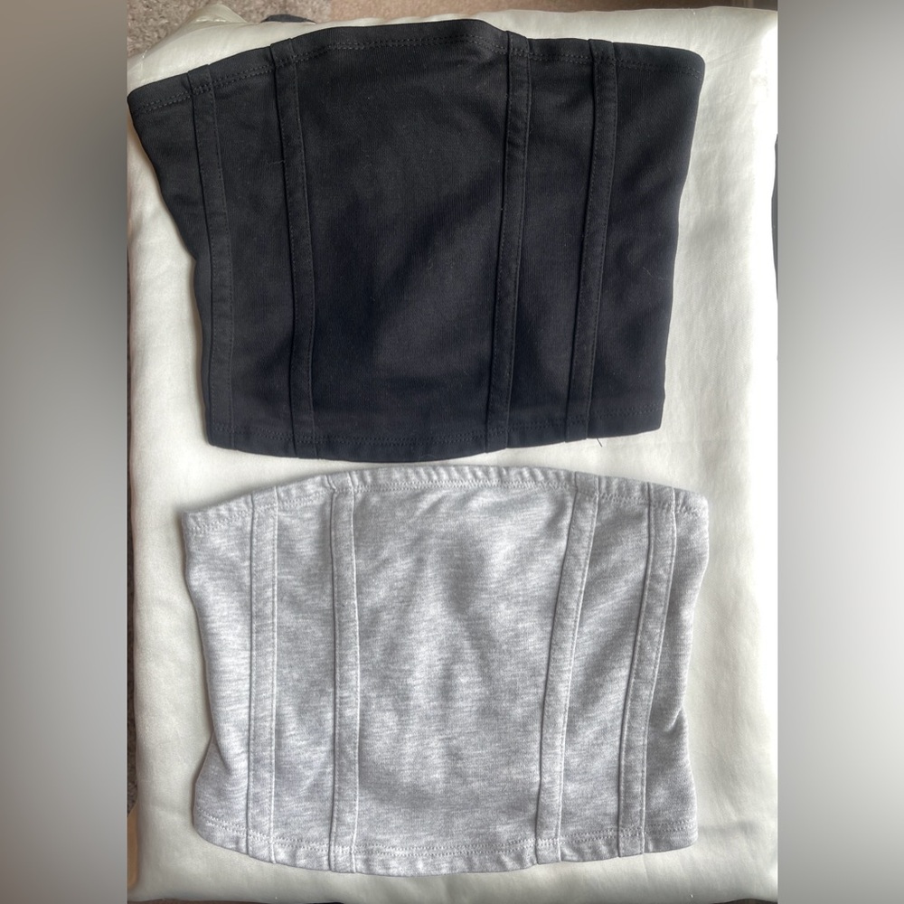 No Boundaries Tube Top Black and Gray Sweatshirt Material